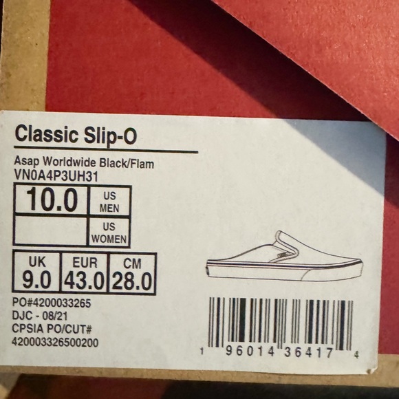 Vans x A$AP Worldwide Classic Slip-On Mules Black Flame - Picture 14 of 16